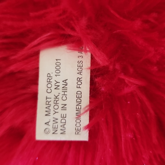 A Mart Corp Fuzzy Soft Red Bear with Bow 18" Plush Stuffed Animal - Picture 3 of 3